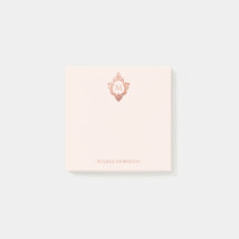 Rosa Monogramm-Wappen Elegant Vintage Roségold