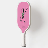 Rosa monogramm Wasserfarben-Blume Pickleball Schläger (Links)