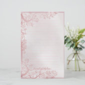 Rosa Monogramm Ziernähte Briefpapier (Stehend Vorderseite)