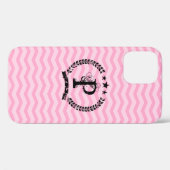 Rosa monogrammiertes Chevron-Muster iPhone 12 Hüll Case-Mate iPhone Hülle (Rückseite (Horizontal))