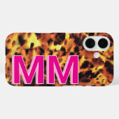 Rosa monogrammiertes Schildpatt Case-Mate iPhone Hülle (Rückseite (Horizontal))