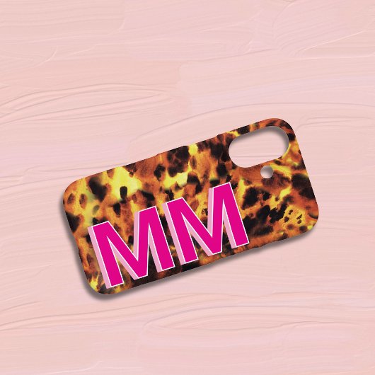 Rosa monogrammiertes Schildpatt Case-Mate iPhone Hülle