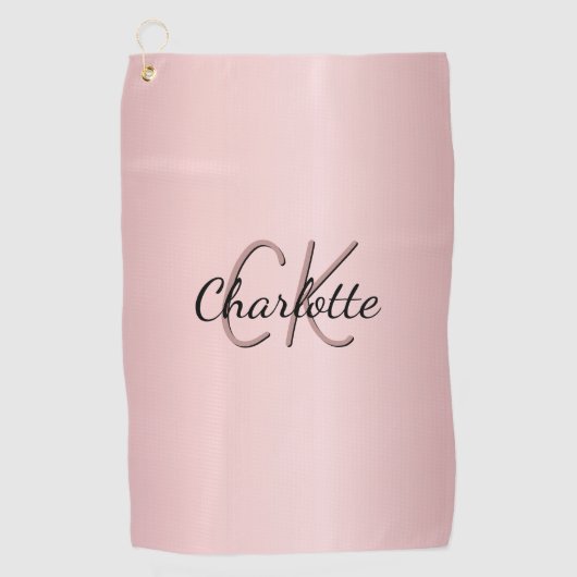 Rosa-Monogrammnamenskript Golfhandtuch (Vorderseite)