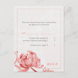 Rosa Monotone Bloral Wedding RSVP Einladungspostkarte