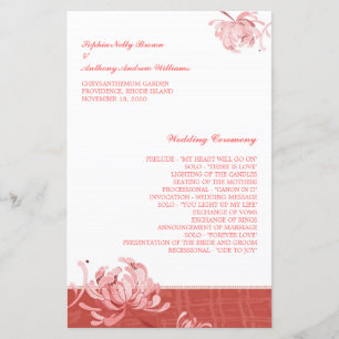 Rosa-Monotone-Hochzeitsprogramm