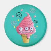 Rosa Monster Eiscreme Magnet (Vorne)