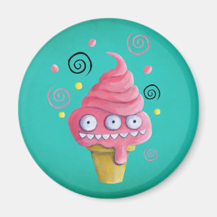 Rosa Monster Eiscreme Magnet