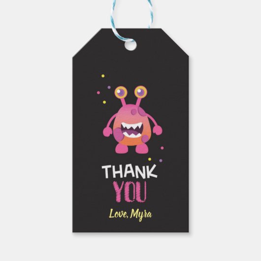 Rosa Monster-Geschenkmarke Geschenkanhänger (Vorderseite)