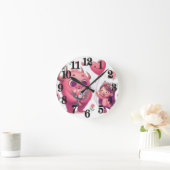 Rosa Monster und das kleine Mädchen Runde Wanduhr (Zuhause)