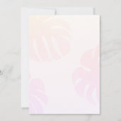 Rosa Monstera Hand Drawn Botanische Hochzeit Einladung (Rückseite)