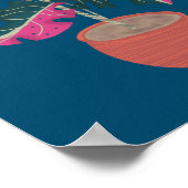 Rosa Monstera Pflanze Handgezeichnet Poster (Ecke)