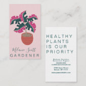 Rosa Monstera Pflanze Handgezeichnet Visitenkarte (Vorne/Hinten)