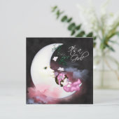 Rosa Moon Baby Dusche Einladungen (Stehend Vorderseite)