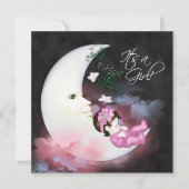 Rosa Moon Baby Dusche Einladungen (Vorderseite)