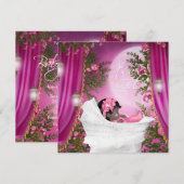 Rosa Moon Baby Girl Dusche Einladungen (Vorne/Hinten)