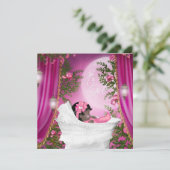 Rosa Moon Baby Girl Dusche Einladungen (Stehend Vorderseite)