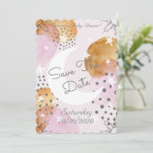 Rosa Moon Save the Date (Stehend Vorderseite)