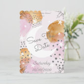 Rosa Moon Save the Date (Stehend Vorderseite)