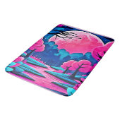 Rosa Moonlit Forest Art Badematte (Schrägansicht)