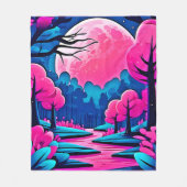 Rosa Moonlit Forest Art Fleecedecke (Vorderseite)