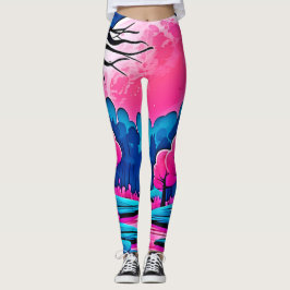Rosa Moonlit Forest Art Leggings
