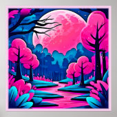 Rosa Moonlit Forest Art Poster (Vorne)