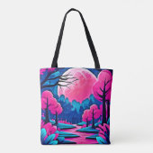 Rosa Moonlit Forest Art Tasche (Rückseite)