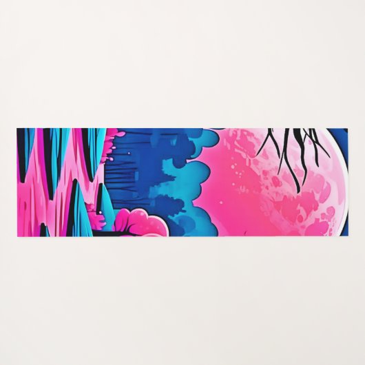 Rosa Moonlit Forest Art Yogamatte (Rückseite (Horizontal))