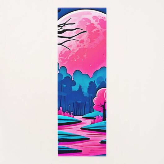 Rosa Moonlit Forest Art Yogamatte (Vorderseite)