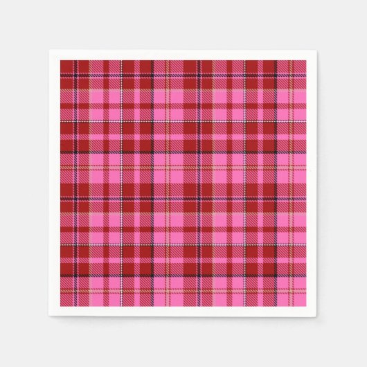 Rosa-Moor-Plaid-Karo-Design Serviette (Vorderseite)