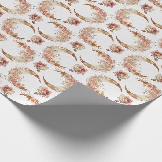 Rosa Moore und Blume Geschenkpapier (Ecke)