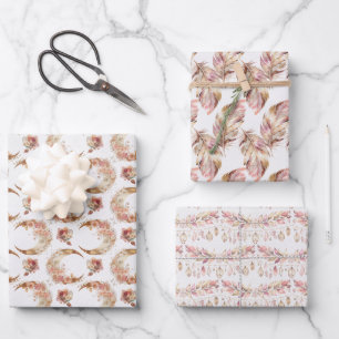 Rosa Moore und Blume Geschenkpapier Set