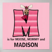 Rosa Moose Monogram Letter M Baby Room Poster (Vorne)