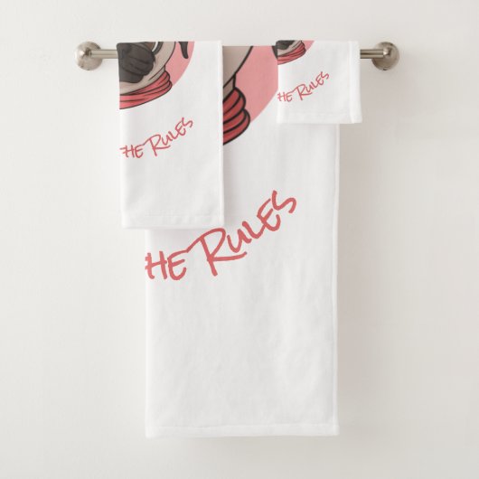 Rosa Mops Brechen der Regeln Badhandtuch Set (Insitu)