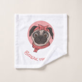 Rosa Mops Brechen der Regeln Badhandtuch Set (Waschlappen)