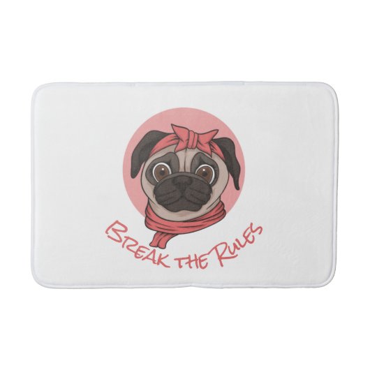 Rosa Mops Brechen Sie die Regeln Bath Mat Badematte (Vorderseite)