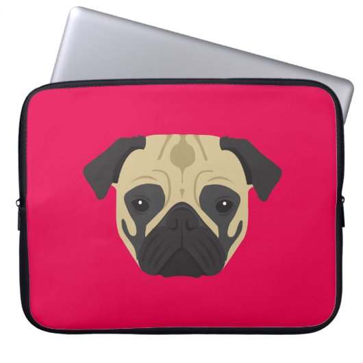 Rosa Mops Laptopschutzhülle (Vorderseite)