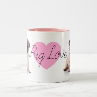 Rosa Mops-Liebe-Tasse Zweifarbige Tasse