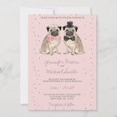 Rosa Mops Wasserfarbenhochzeit Einladung (Vorderseite)