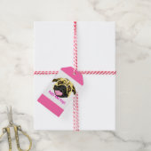 Rosa Möpsen - Geschenketags Geschenkanhänger (Mit Garn)
