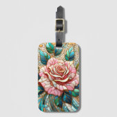 Rosa Mosaik aus Buntglas Gepäckanhänger (Vorderseite Vertikal)