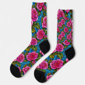 Rosa Mosaik-Rose Socken (Linkes Detail)