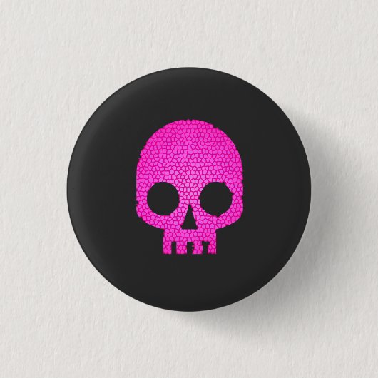 Rosa Mosaik Skull T - Shirt Button (Vorderseite)