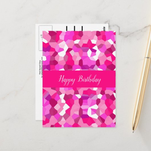 Rosa Mosaike Postkarte (Vorderseite/Rückseite Beispiel)