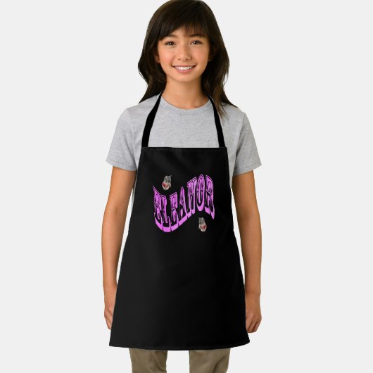 Rosa Mosaikfigur mit Katzen, Schürze (Insitu)