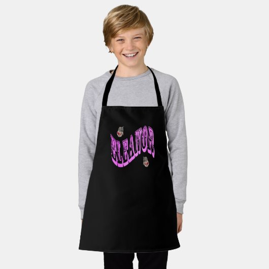 Rosa Mosaikfigur mit Katzen, Schürze (Getragen)