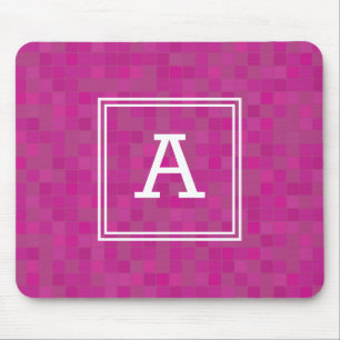 Rosa Mosaikpixel personalisiertes Monogramm Mousepad