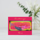 Rosa Mosaikschwimmerin Postkarte (Stehend Vorderseite)