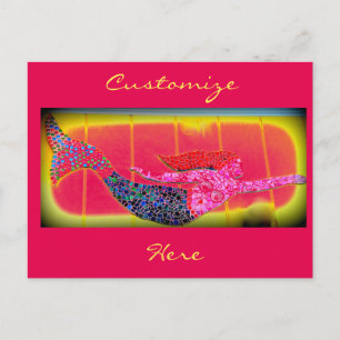 Rosa Mosaikschwimmerin Postkarte