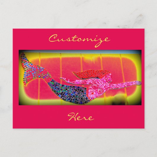 Rosa Mosaikschwimmerin Postkarte (Vorderseite)